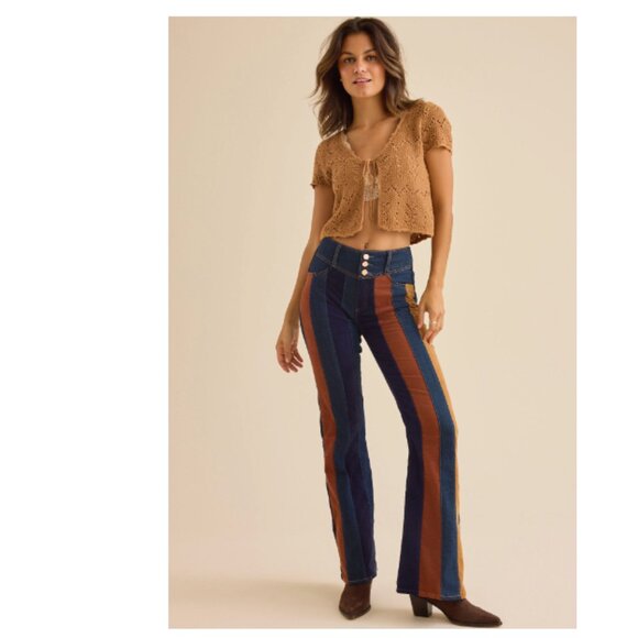 Altar'd State Pants - NWOT  Altar'd State Nova High Rise Suede Stripe Flare Pant 29